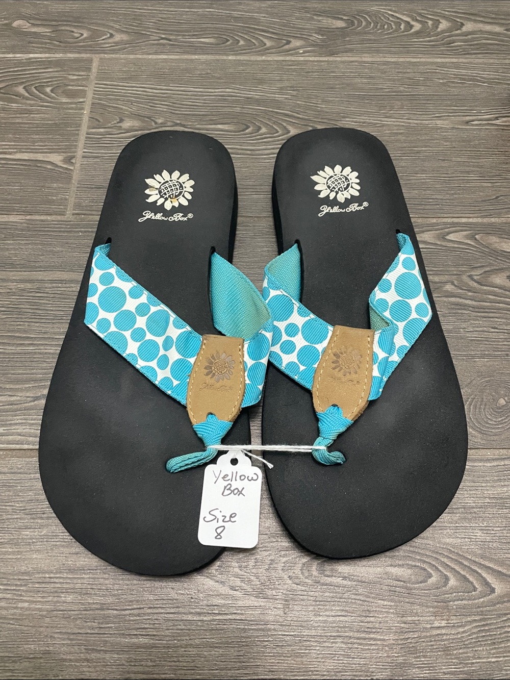 Yellow Box Teal Polka Dot Flip Flop Sandals for Women